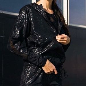 ZYIA Active Black Cheetah Print Bomber Jacket. Lightweight, Breathable. M.